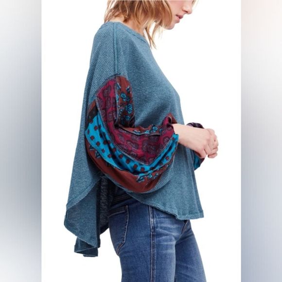 Free People Tops - FREE PEOPLE We The Free Waffle Knit Thermal Flowy Balloon Sleeve Top